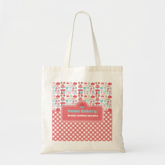 Cute & Practical Custom Home Bakery Baking Design Tote Bag (Front)