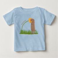 Cute prairie dog sniffing flower cartoon