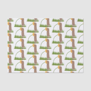 Cute prairie dog sniffing flower cartoon tissue paper