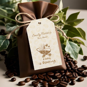 Cute Pram Baby is Brewing Baby Shower Gift Tags