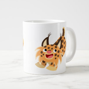 Cute Prankish Cartoon Bobcat Jumbo Mug