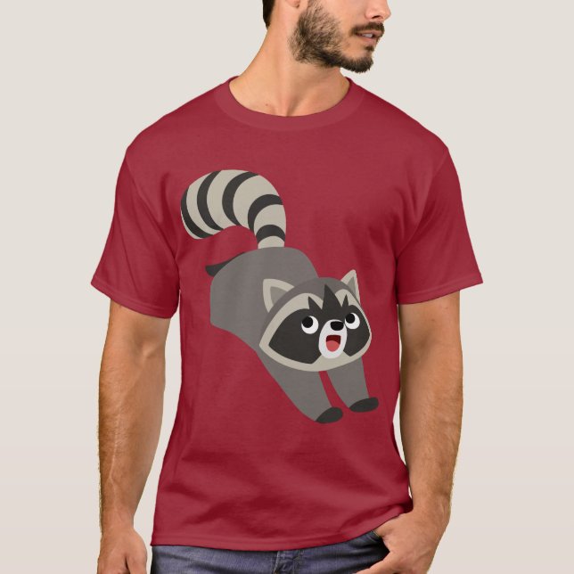 Cute Prankish Cartoon Racoon T-Shirt (Front)