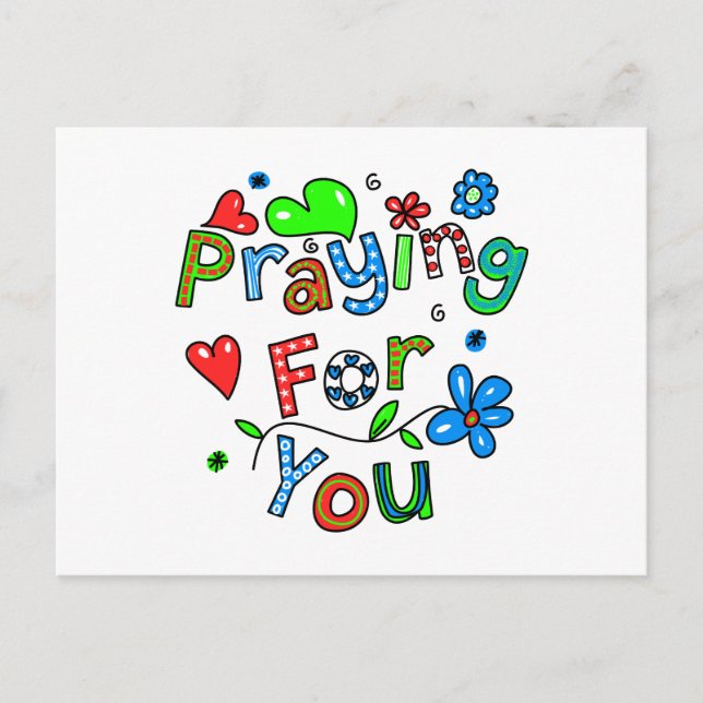 Cute Praying For You Greeting Text Expression Postcard (Front)