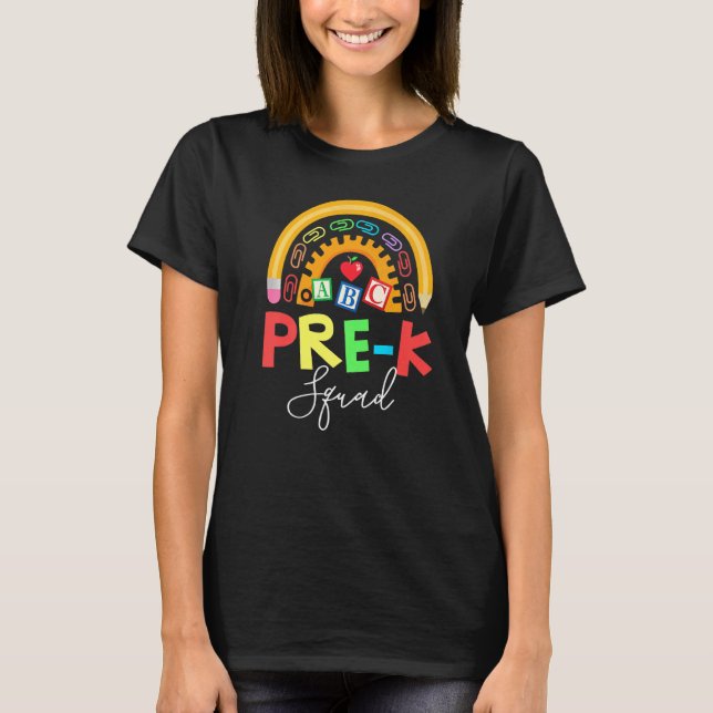 Cute Pre K Squad School Admin Appreciation Back To T-Shirt (Front)