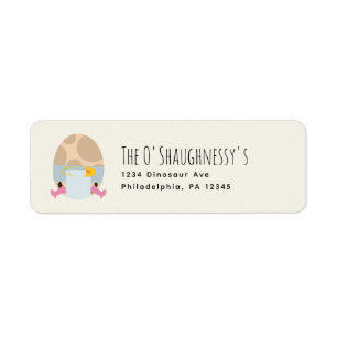 Cute Preggosaurus Dinosaur Egg Girl Baby Shower Return Address Label