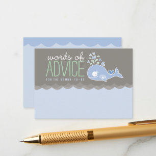 Cute Pregnant Blue Whale Baby Shower Game Mummy Advice Card
