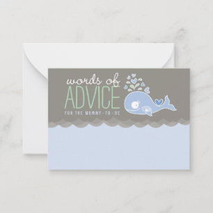 Cute Pregnant Blue Whale Baby Shower Game Mummy Advice Card