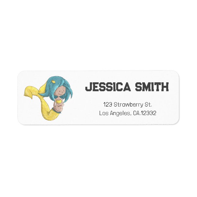 Cute Pregnant Mermaid Return Address Label (Front)