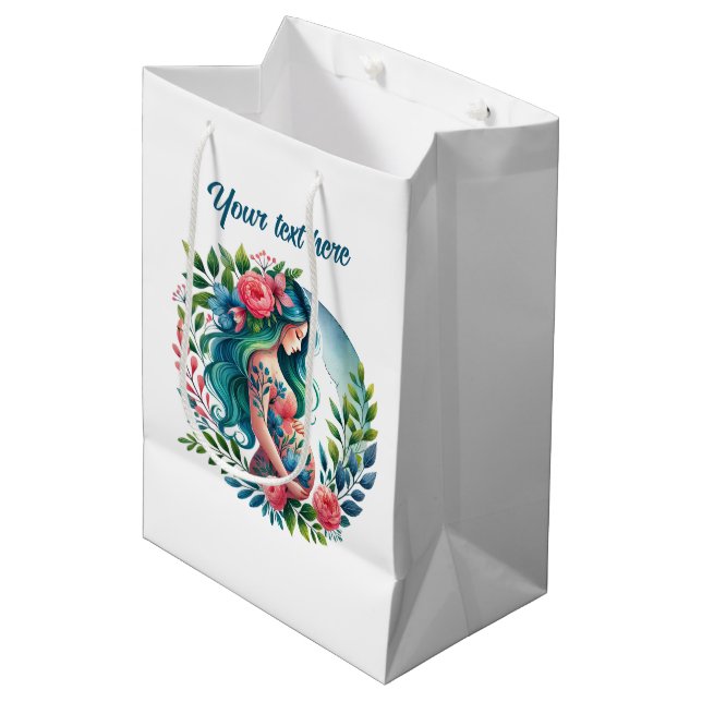 Cute Pregnant Mum customisable  Medium Gift Bag (Front Angled)