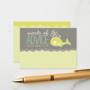 Cute Pregnant Whale Baby Shower Mummy Advice Cards