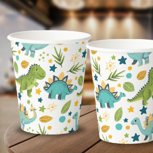 Cute Prehistoric Animals Pattern Dinosaur Paper Cups