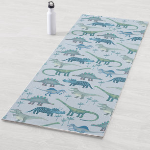 Cute Prehistoric Blue Dinosaur Pattern Yoga Mat