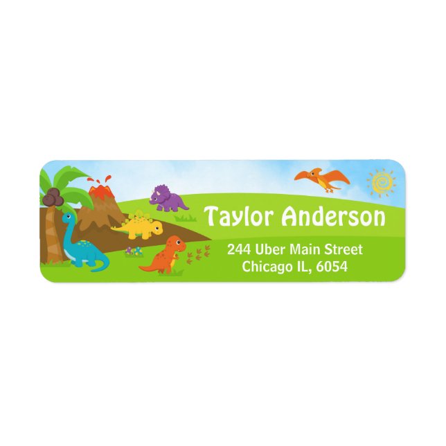 Cute Prehistoric Boy Dinosaurs Label Return Address Label (Front)