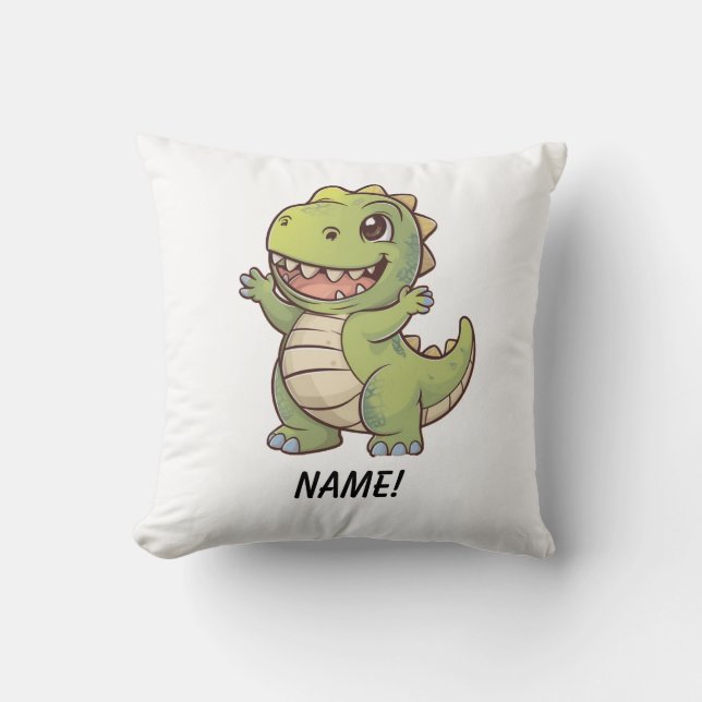 Cute prehistoric dinosaur cartoon t rex cushion (Front)