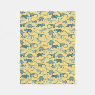 Cute Prehistoric Dinosaur Pattern Yellow Fleece Blanket