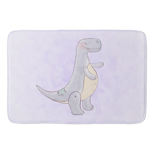 Cute Prehistoric Dinosaur Toy Watercolor  Bath Mat (Front)