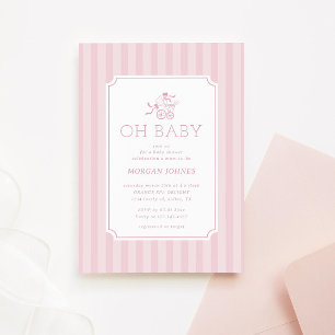 Cute Preppy Baby Stroller Baby Shower Invitation