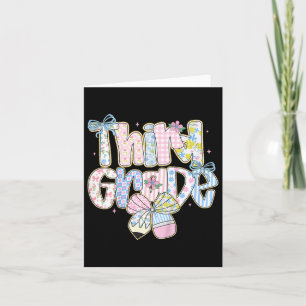 Cute Preppy Back To School Floral Third Grade For Card