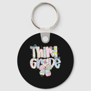 Cute Preppy Back To School Floral Third Grade For Key Ring