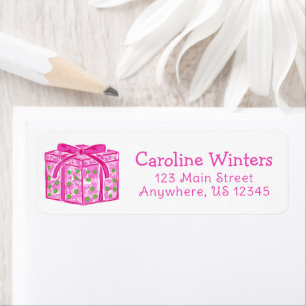 Cute Preppy Christmas Pink & Green Present Address Return Address Label
