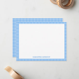 Cute Preppy Light Blue Gingham Border Personalised Card
