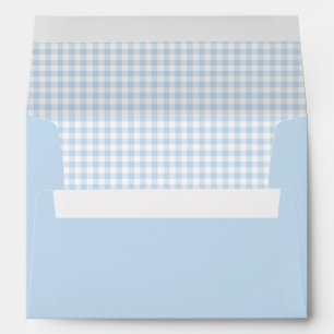 Cute Preppy Light Blue Gingham Return Address Envelope