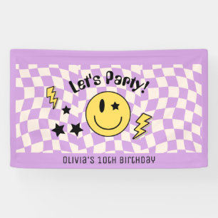 Cute Preppy Y2K Purple Retro Birthday Banner