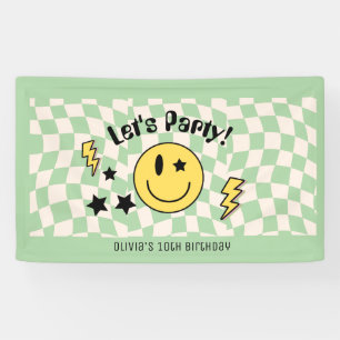 Cute Preppy Y2K Sage Green Retro Birthday Banner