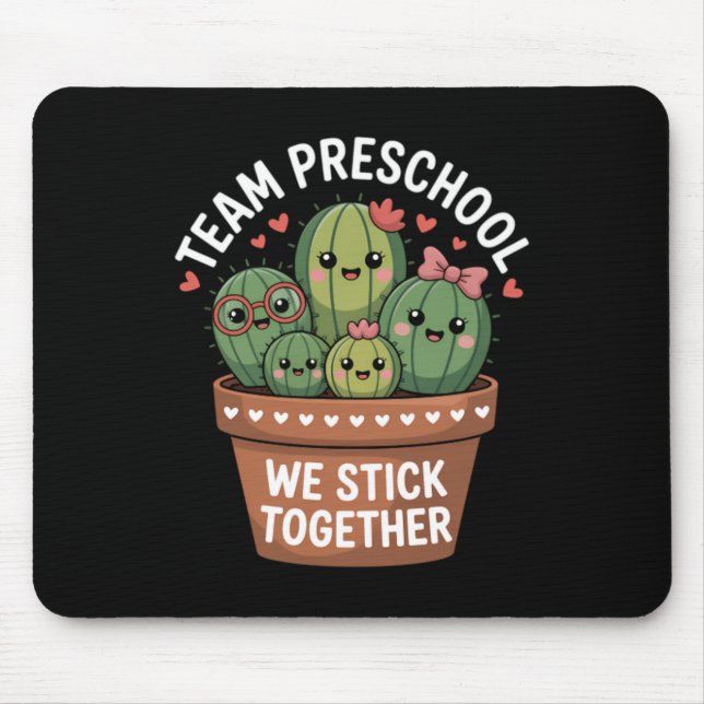Cute Preschool Back To School Cactus Teacher Mouse Pad (Front)