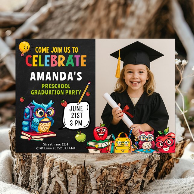 Cute Preschool Graduation Celebration with photo Invitation (Creator Uploaded)
