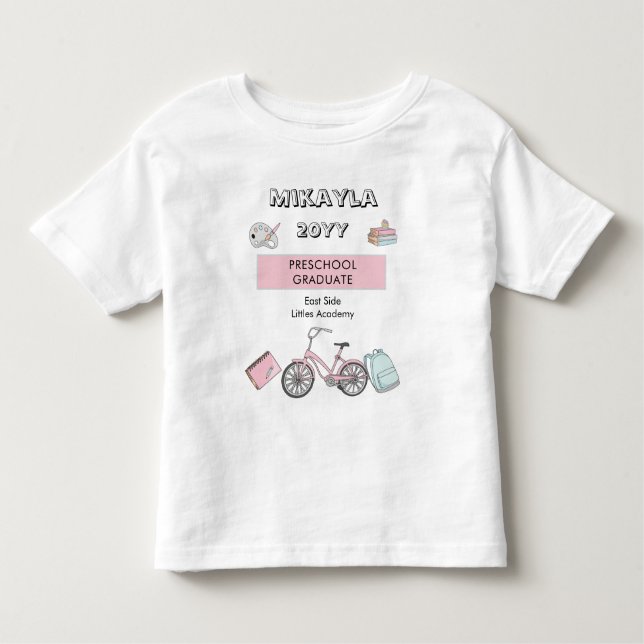 Cute Preschool Graduation Name | Year | School Toddler T-Shirt (Front)