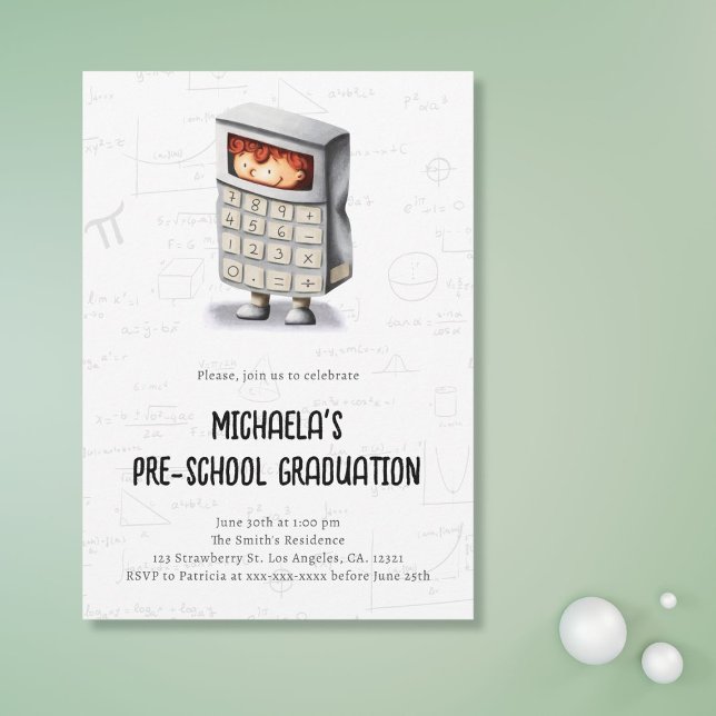 Cute Preschool Math Kids Graduation Party Invitation (Creator Uploaded)