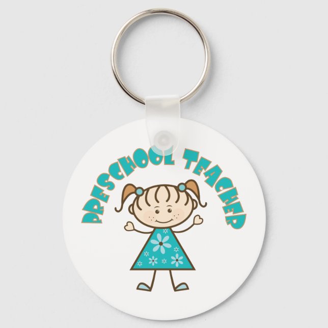 Cute Preschool Teacher Key Ring (Front)