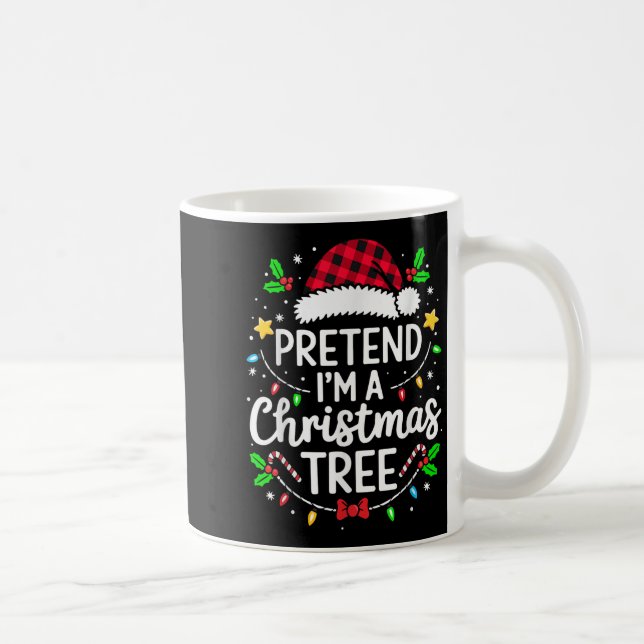 Cute Pretend I'm A Christmas Tree Lazy Funny Xmas  Coffee Mug (Right)