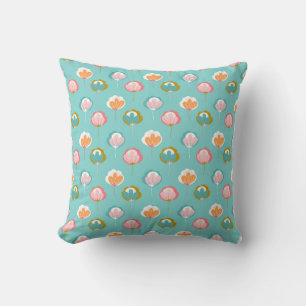 Cute pretty baby blue leaf pattern  cushion