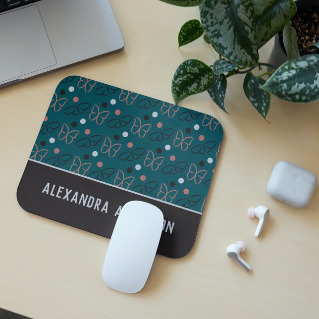 Cute Pretty Blue Grey/Grey Butterfly Art Pattern Mouse Pad (Creator Uploaded)
