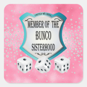 Cute Pretty Bunco Player Dice Bunco Party Square Sticker