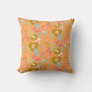 Cute pretty floral tangerine cushion