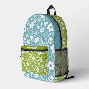 Cute pretty flowers and buzzing insects girls  printed backpack