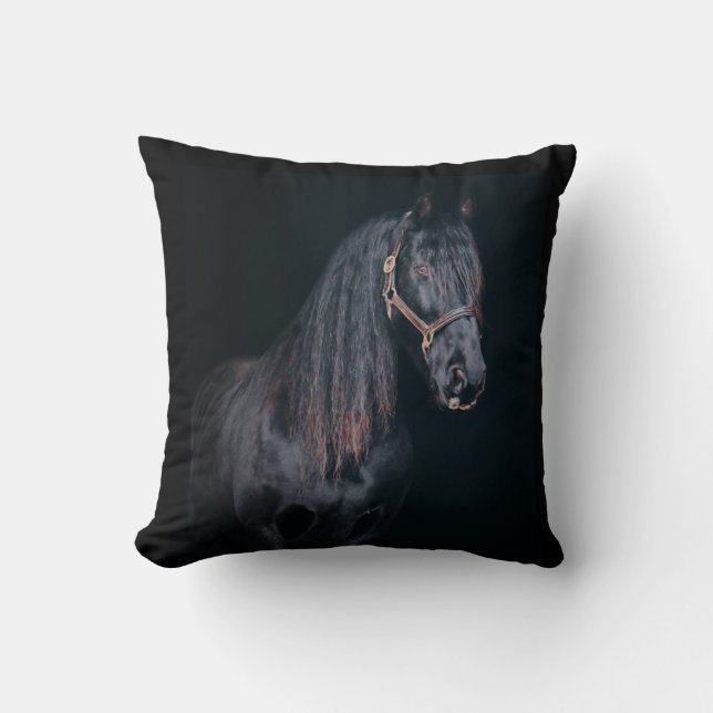 Cute pretty foal horse black background cushion (Front)