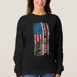 Cute Pretty Fun American Flag Cat Dad Independence Sweatshirt