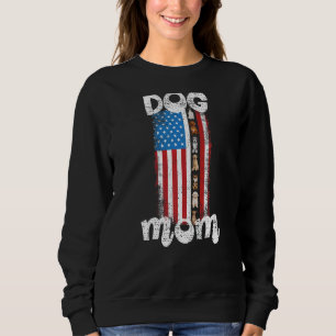 Cute Pretty Fun American Flag Dog Mum Independence Sweatshirt
