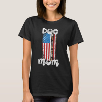 Cute Pretty Fun American Flag Dog Mum Independence T-Shirt