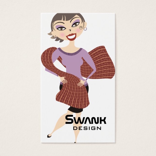 Cute pretty girl giant scarf knitting crochet (Front)