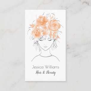 Cute pretty girl peach watercolor roses-Floral Appointment Card