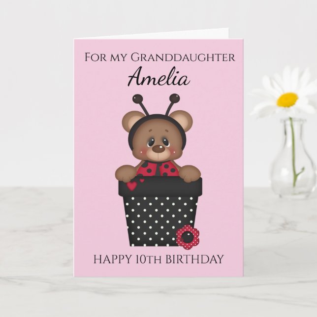 Cute Pretty Granddaughter Ladybug Girl Birthday  Card (Small Plant)