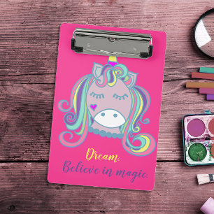 Cute Pretty Hand-Drawn Unicorn Mini Clipboard