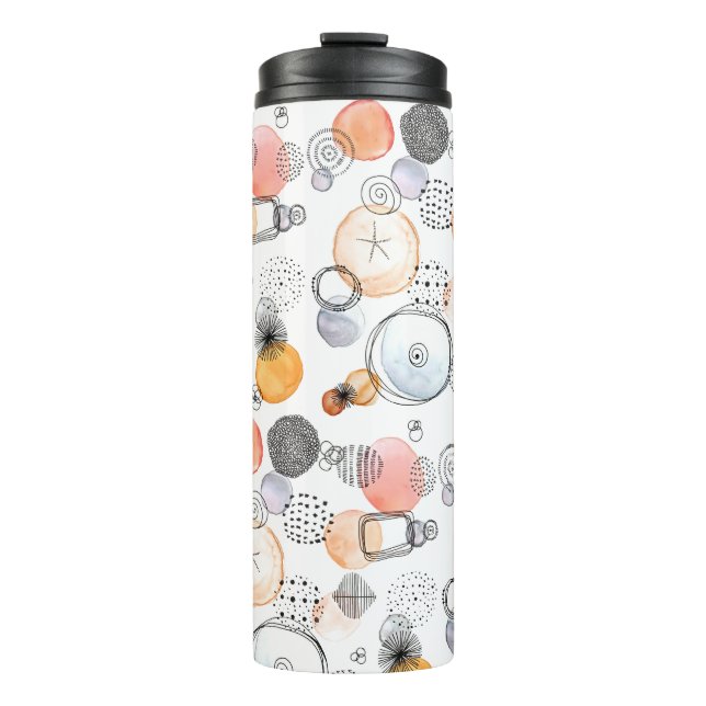 Cute Pretty Pattern Pink and Blue Abstract Thermal Tumbler (Front)