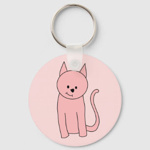 Cute Pretty Pink Cat Key Ring