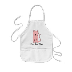 Cute Pretty Pink Cat Kids Apron